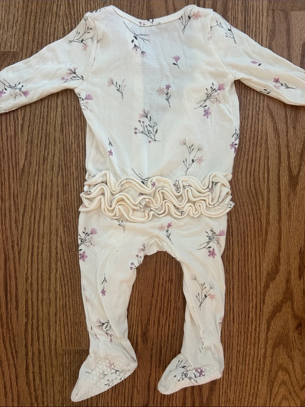 Angel Dear 3-6M Ribbed Modal Ruffle Zip Footed Sleeper Floral NWOT
